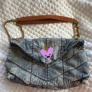 Denim Chain Strap Shoulder Bag